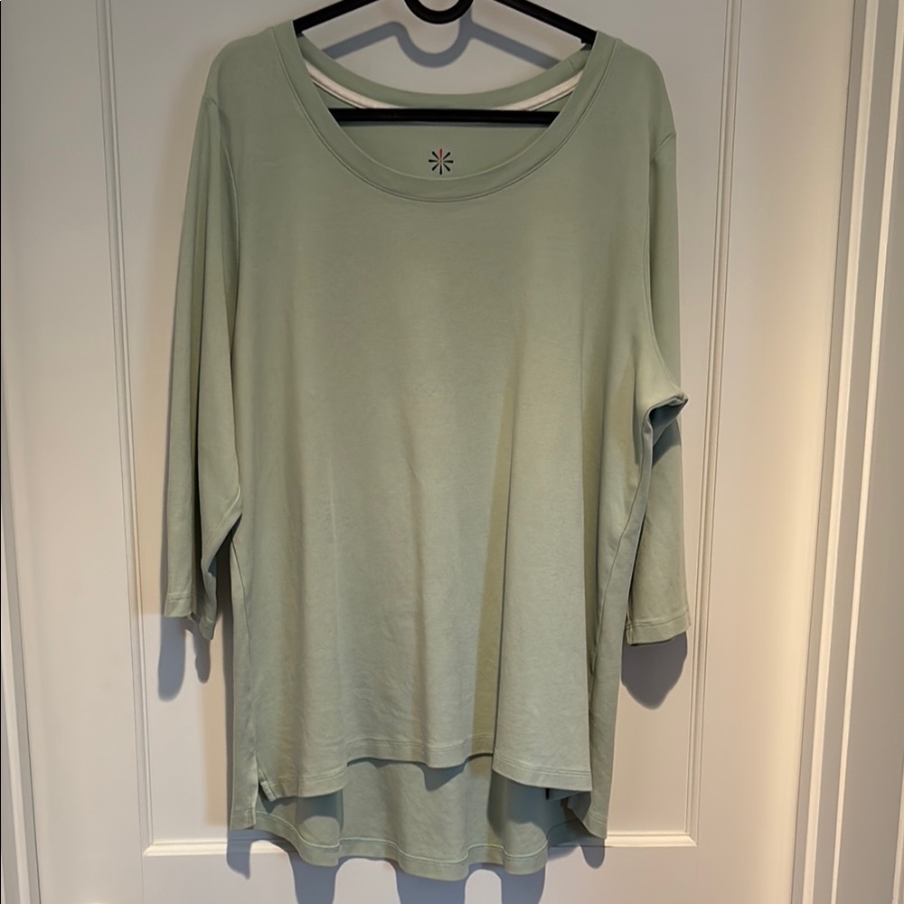 Isaac Mizrahi Essentials Live 100% cotton boatneck three quarter sleeve tunic